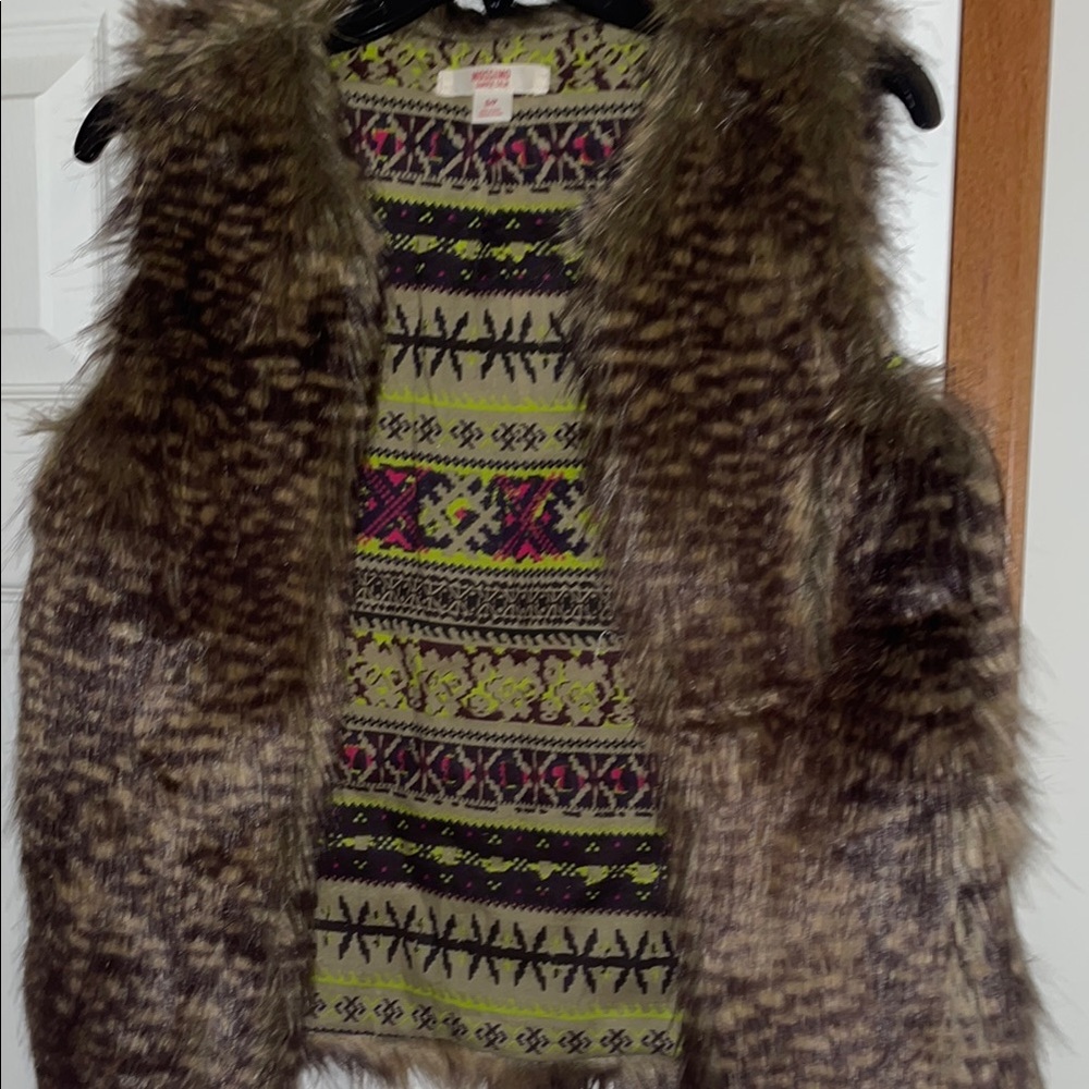 Mossimo Supply Co. Faux Fur Vest with Tribal Lining